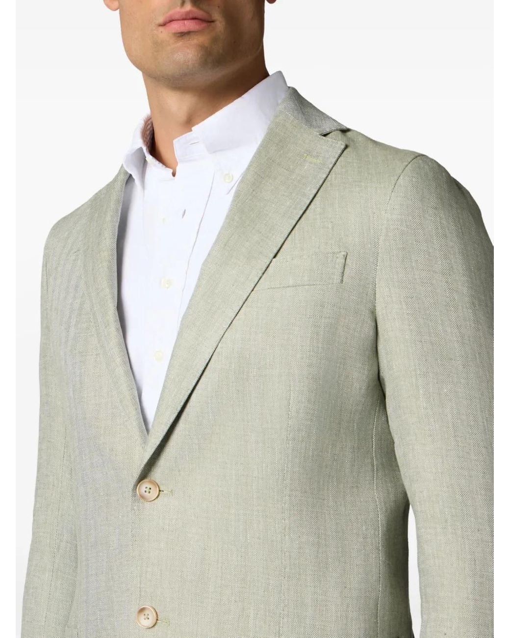 Brooks Brothers Gray Herringbone Linen Blazer for men