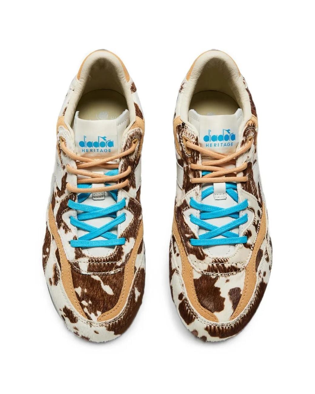 Diadora White Heritage Cow-Print Sneakers