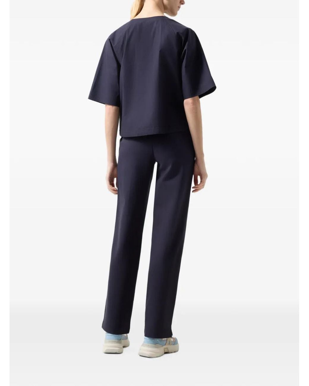 Bogner Blue Raglan-Sleeve Drawstring-Hem Top