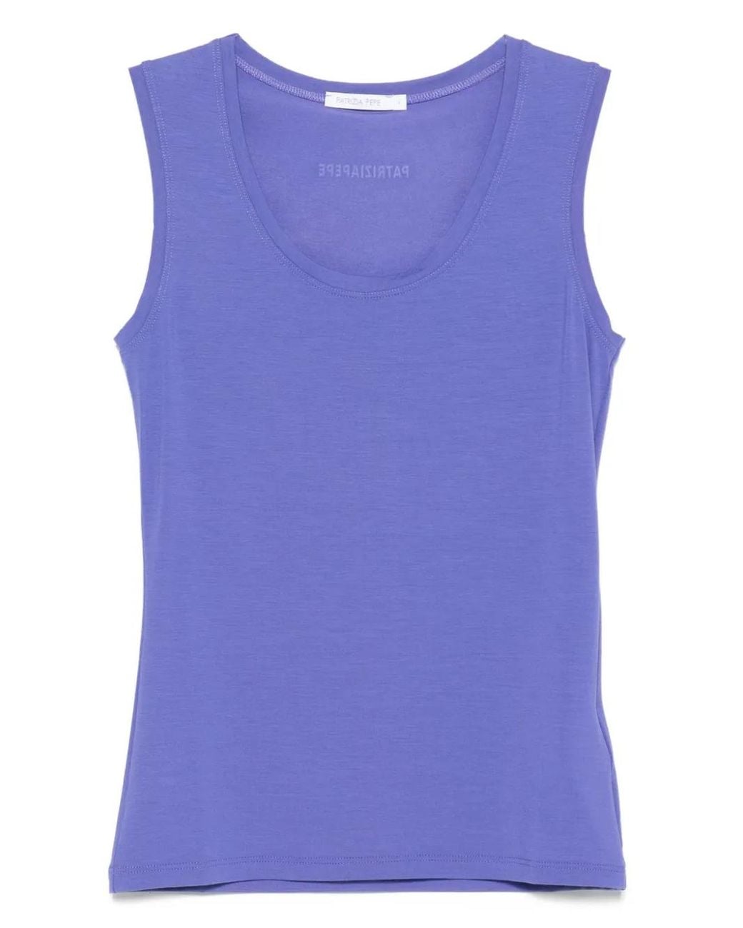 Patrizia Pepe Blue U-Neck Fly-Detail Tank Top