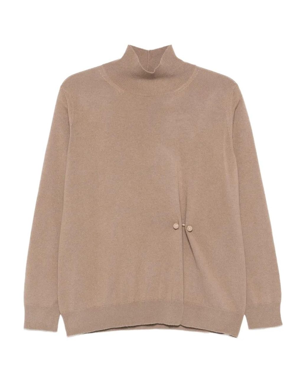 Fabiana Filippi Natural High-Neck Button-Detail Sweater