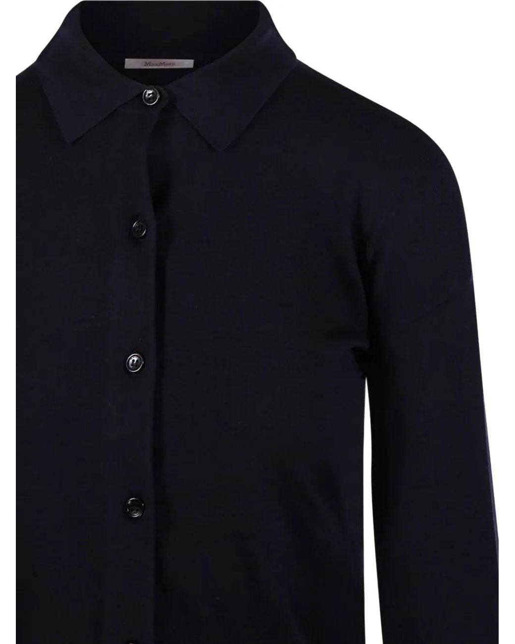 Max Mara Blue Buttoned Collared Cardigan