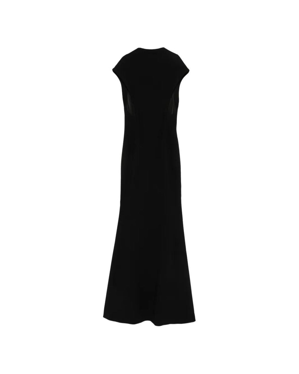 Jil Sander Black Cap-Sleeves Maxi Dress