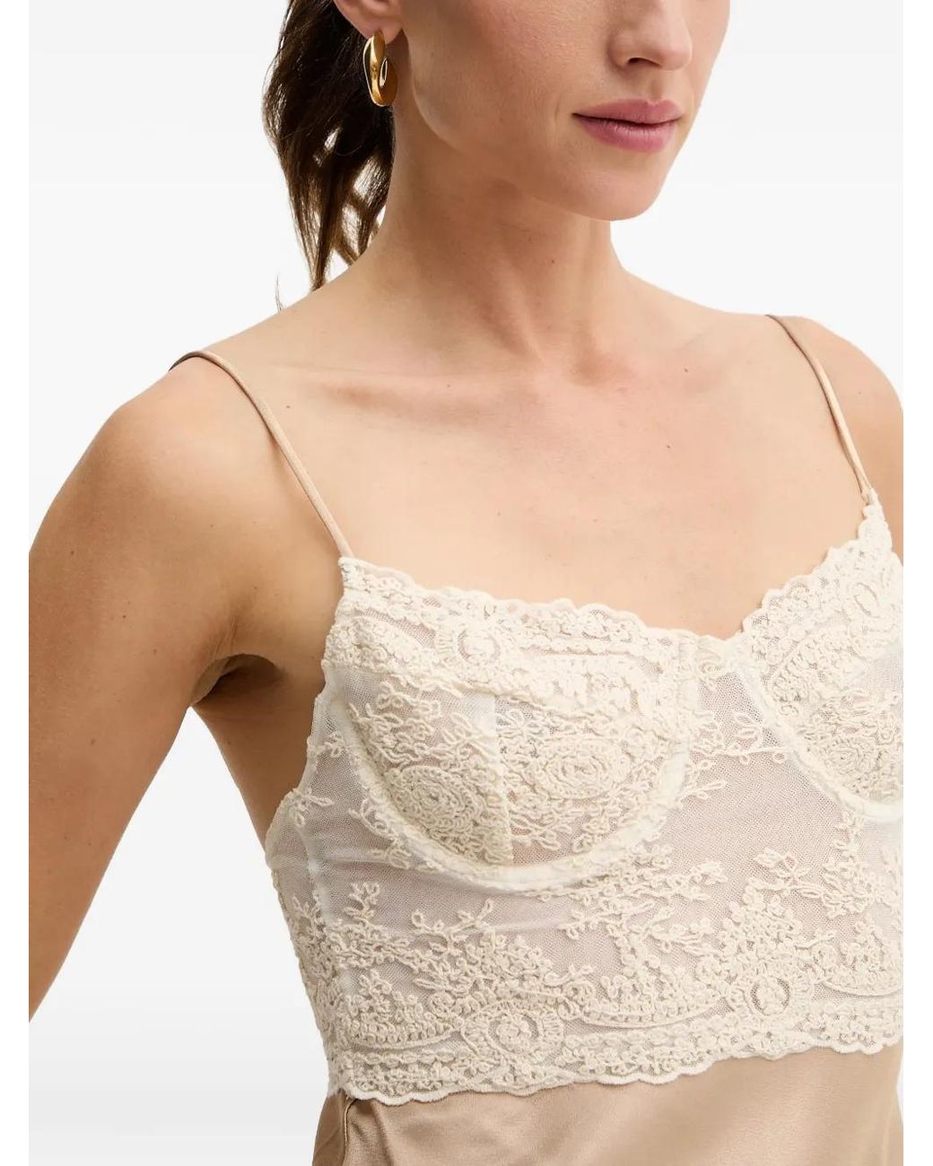 Bardot White Lace-Panel Top
