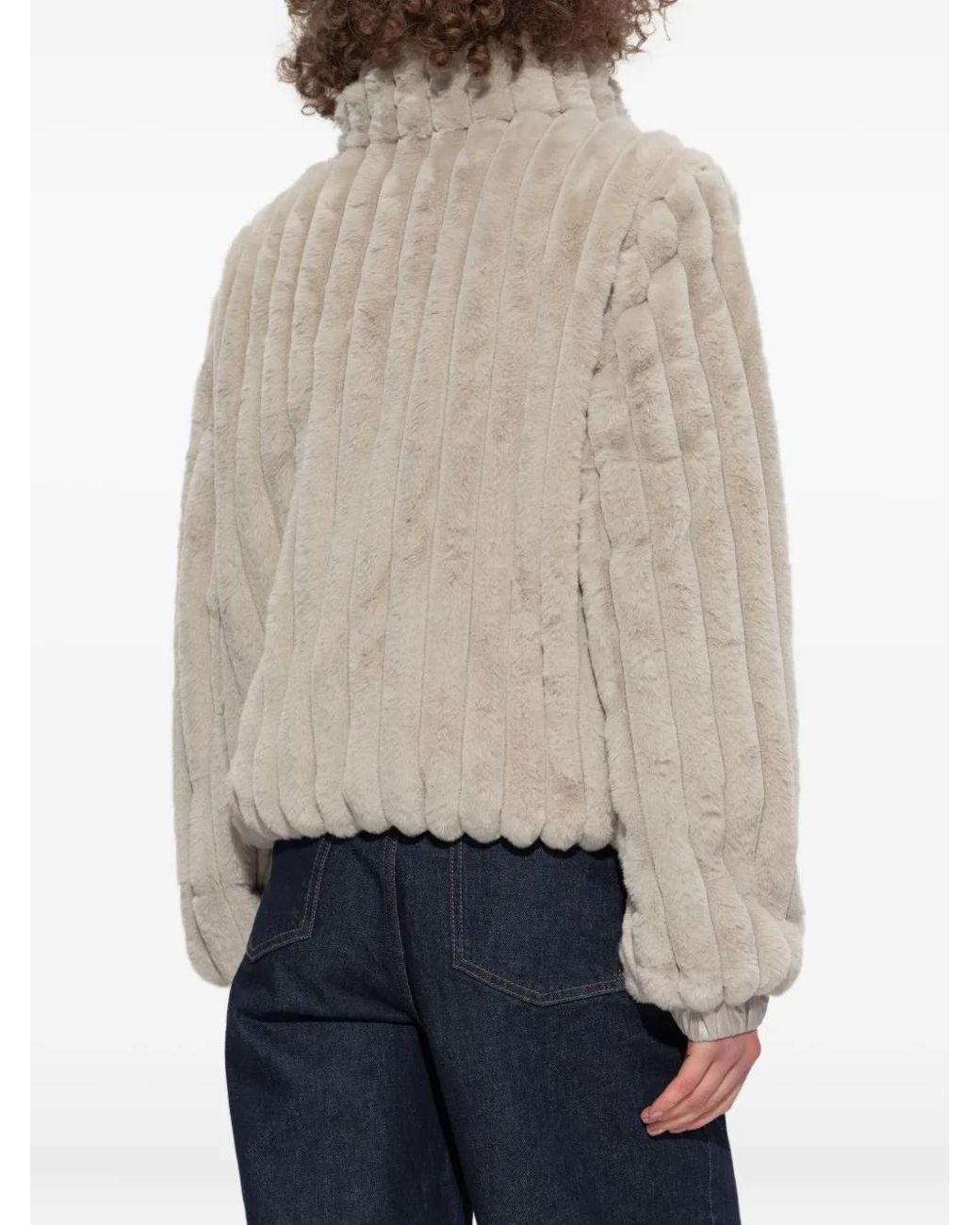 Save The Duck Natural Ribbed-Texture Zip-Front Jacket