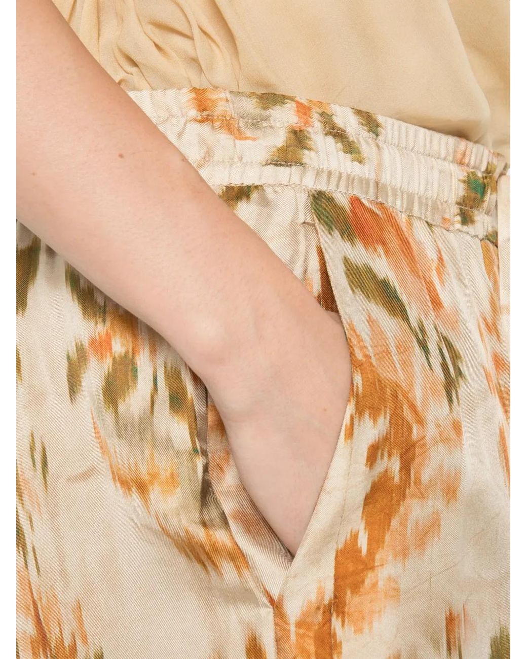 Pierre Louis Mascia Metallic Ikat-Print Drawstring-Fastening Palazzo Pants