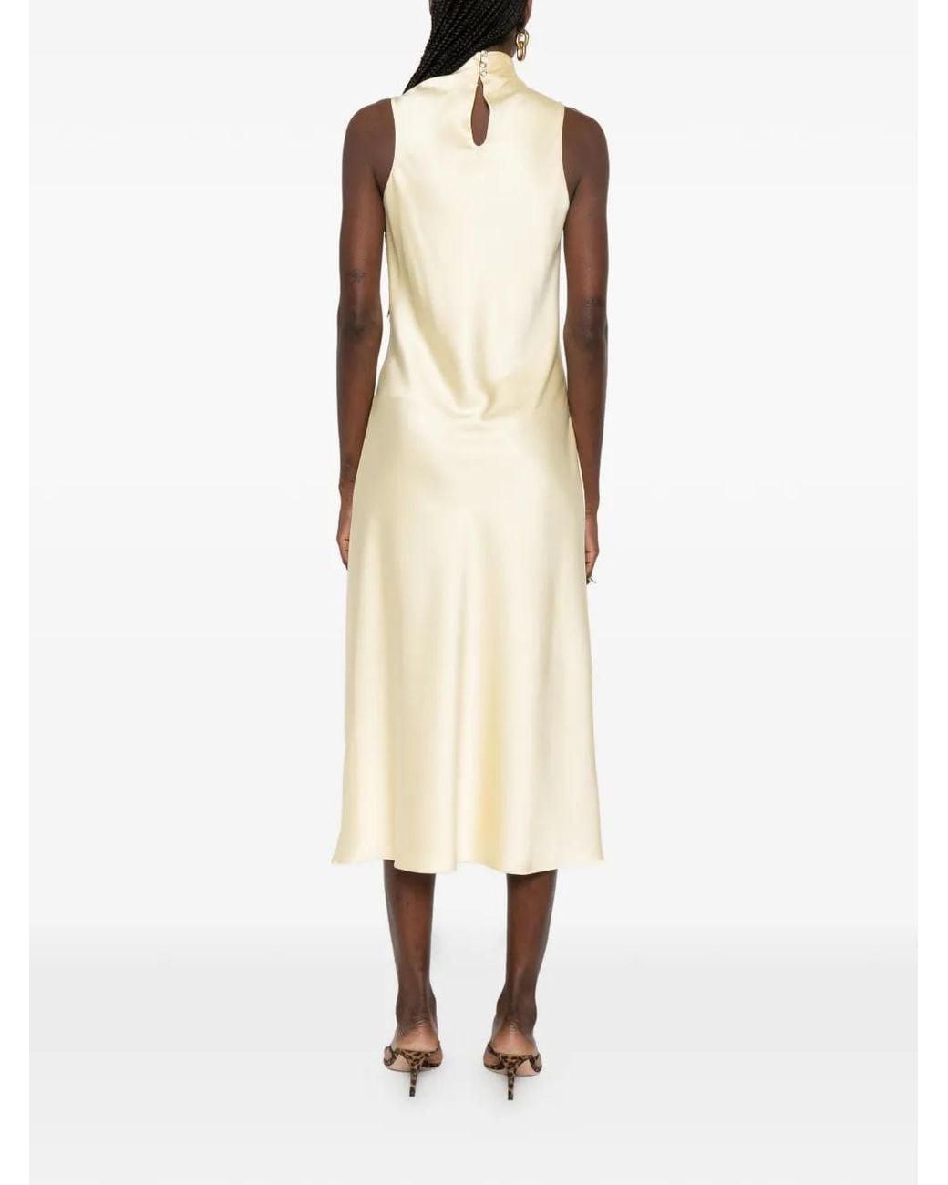 Patrizia Pepe White Satin Midi Dress