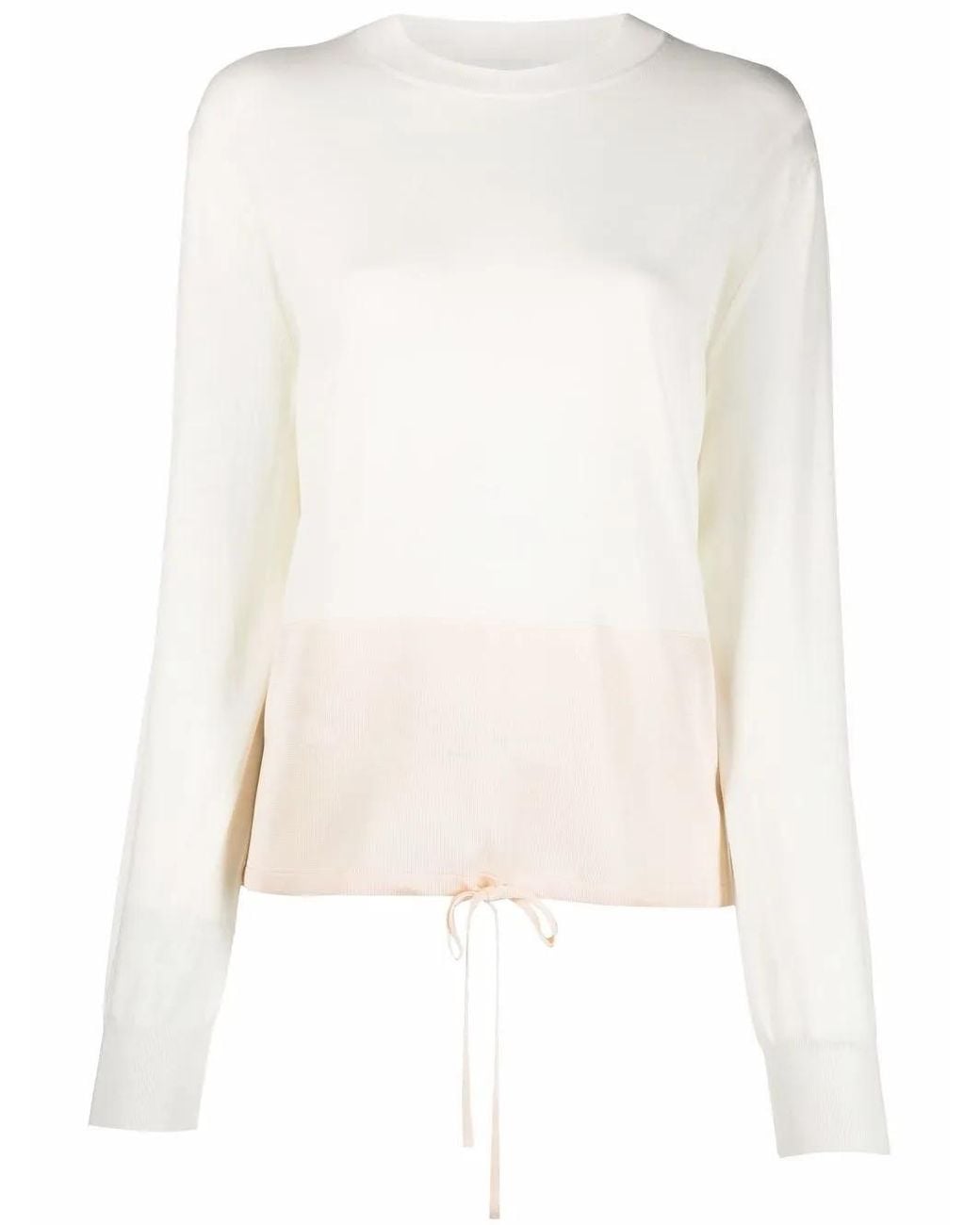 Jil Sander White Drawstring Fine-Knit Jumper