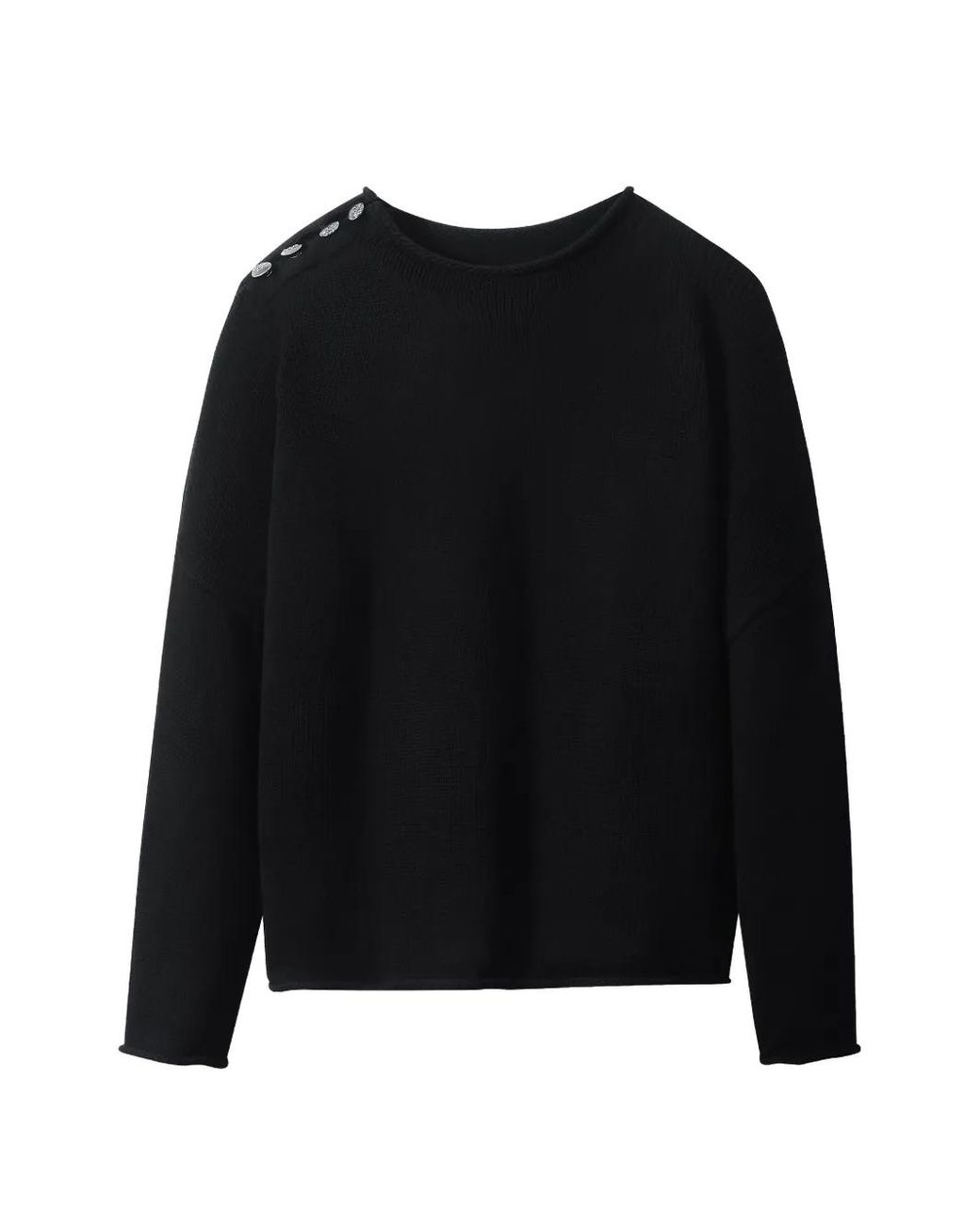 Protémoa Black Buttoned-Shoulder Sweater