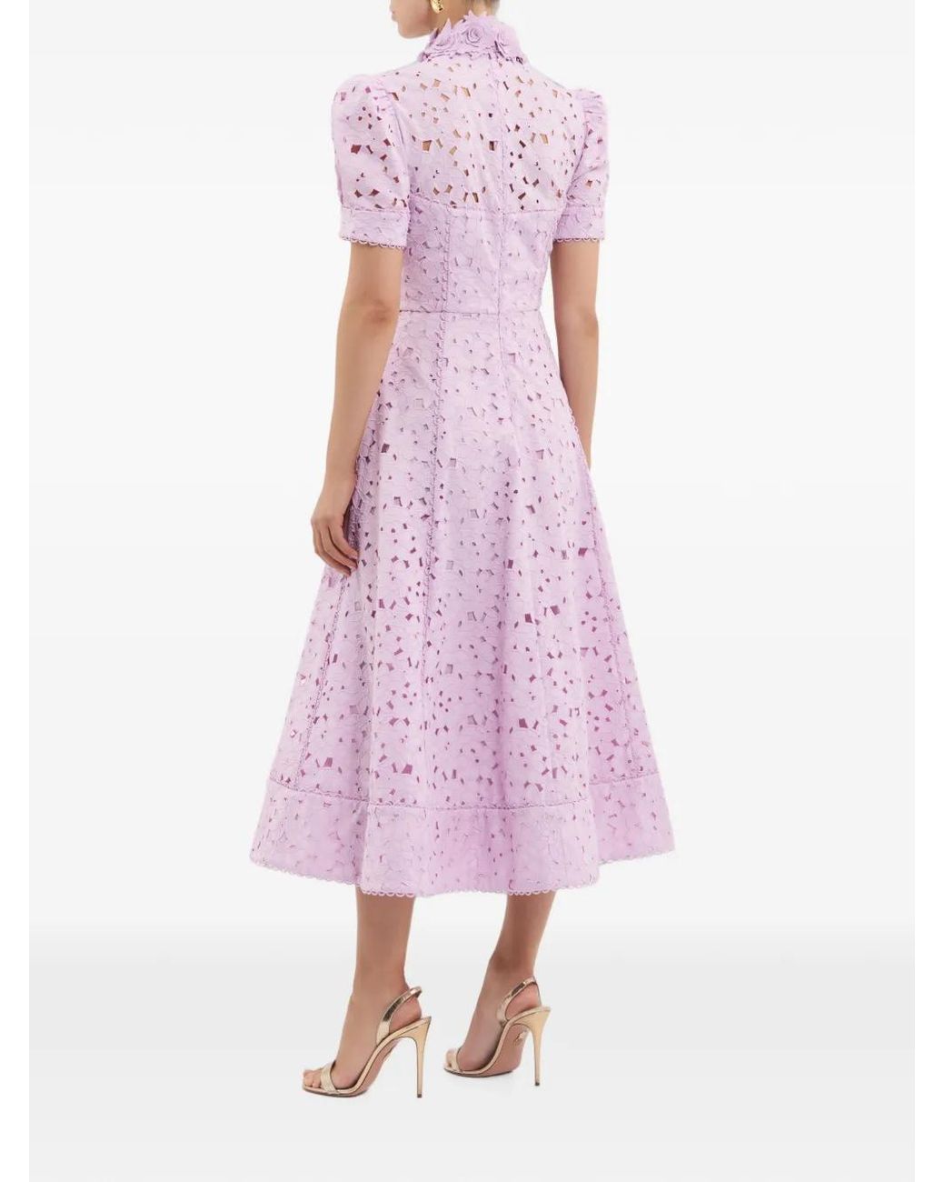 Rebecca Vallance Pink Kitsu Short-Sleeve Midi Dress