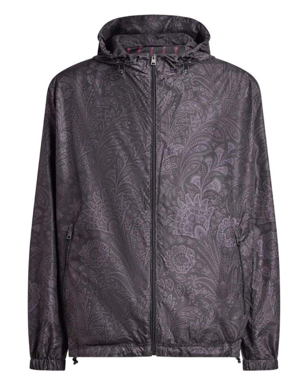 Etro Gray Floral Paisley Windbreaker Jacket for men