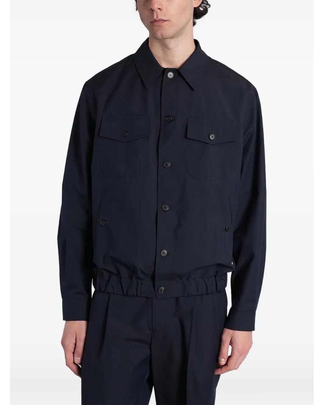 Grayed Blue Elasticated-Hem Jacket for men