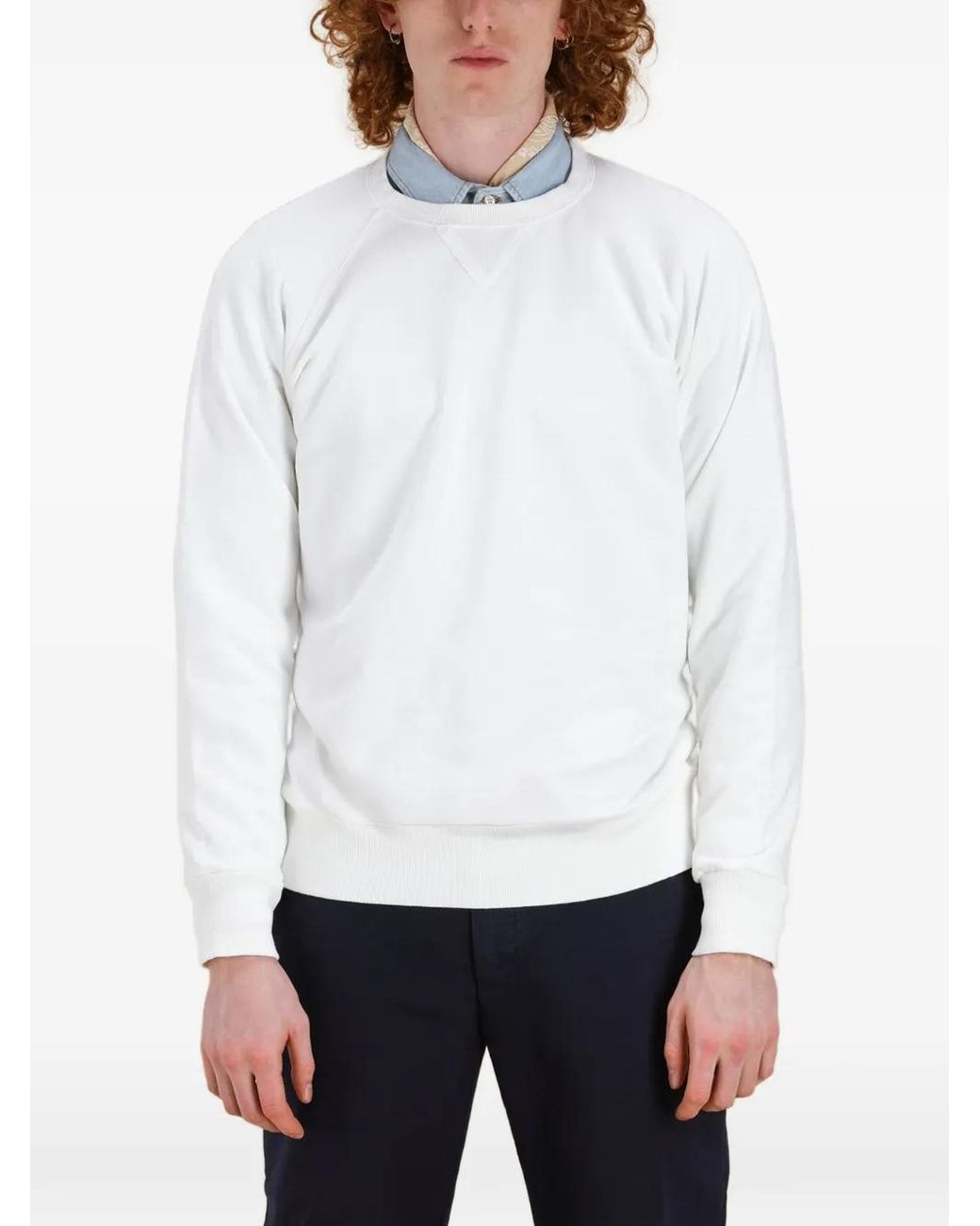 Fortela White Harvard Crew-Neck Sweatshirt for men