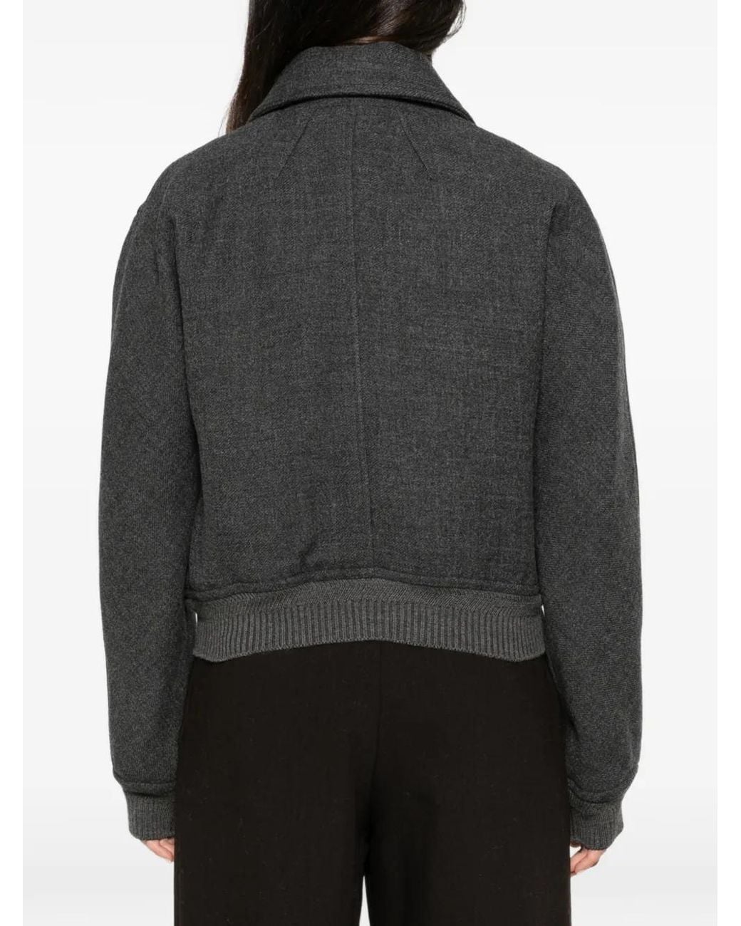 AMI Black Double-Breasted Bomber Jacket