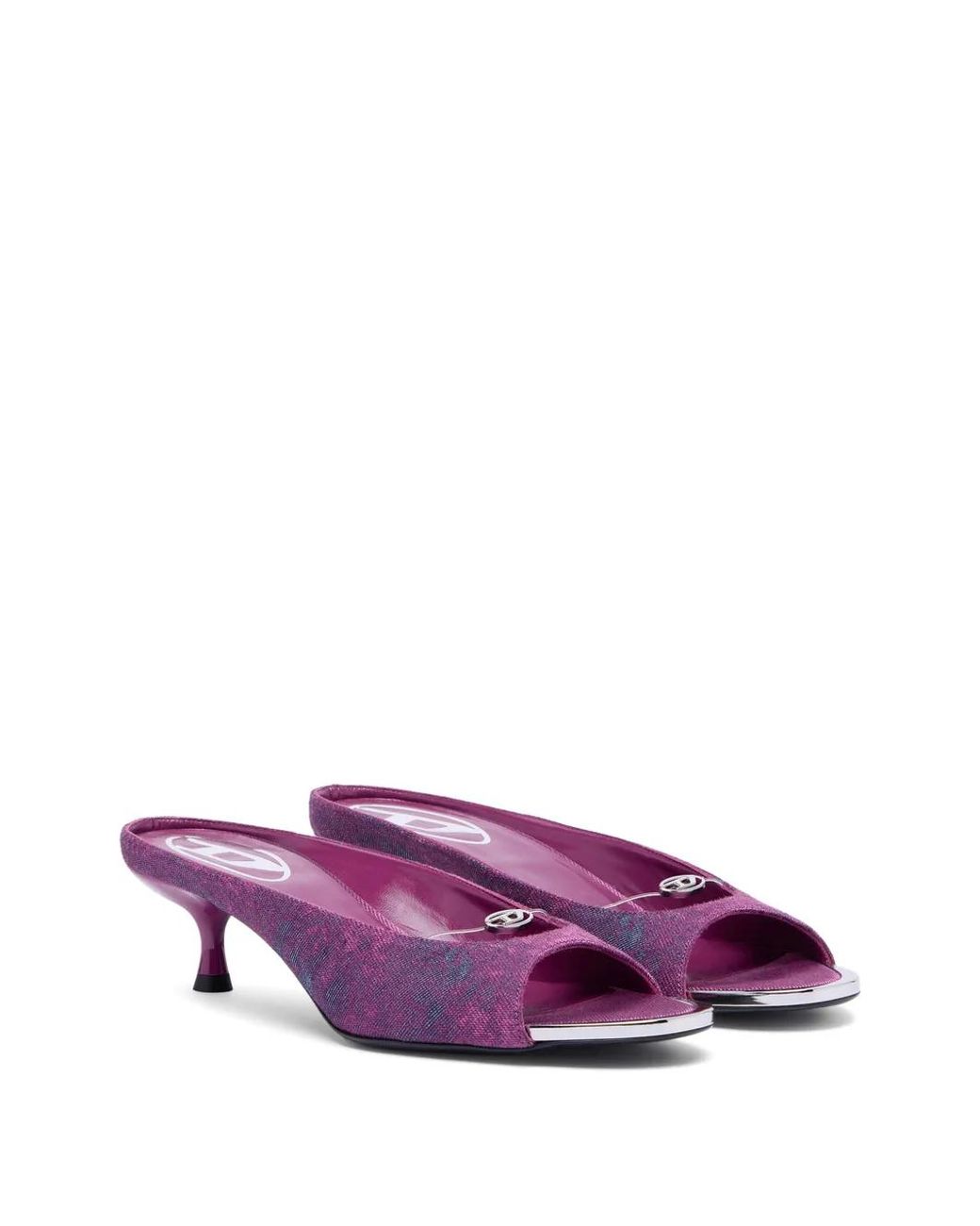 DIESEL Purple D-Diam's-Low Denim Mules With Floating Oval D