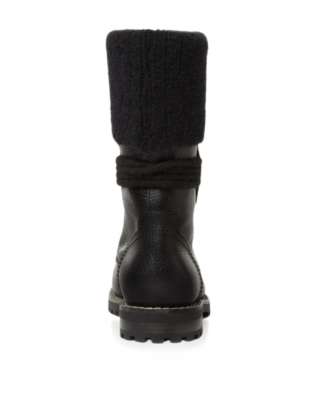 Fendi Black Commando Mohair-Cuff Leather Boots