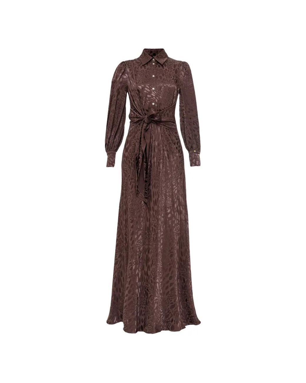 Nissa Brown Leopard Print Viscose-Blend Midi Dress