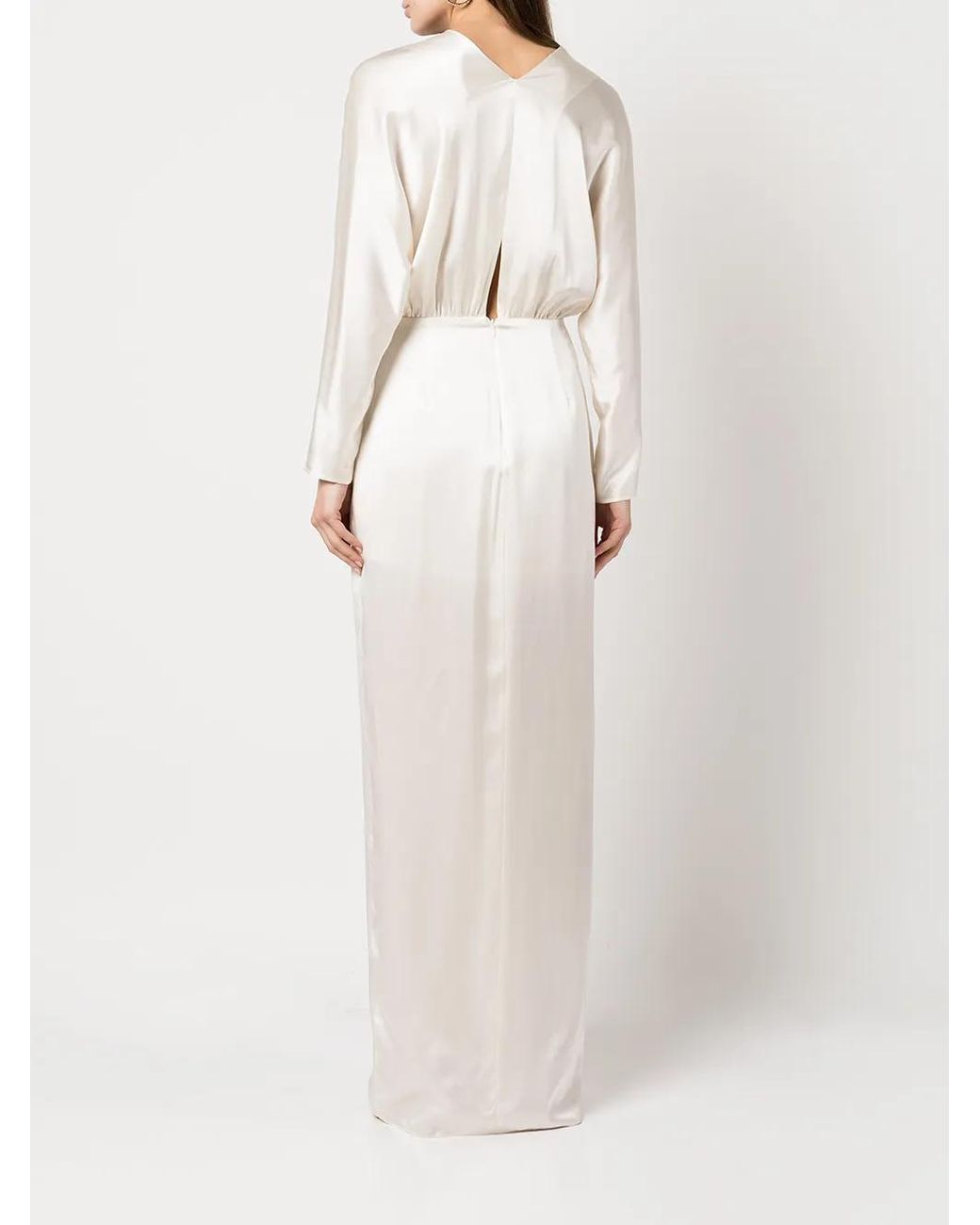 Michelle Mason White Twist-Detail Silk Gown