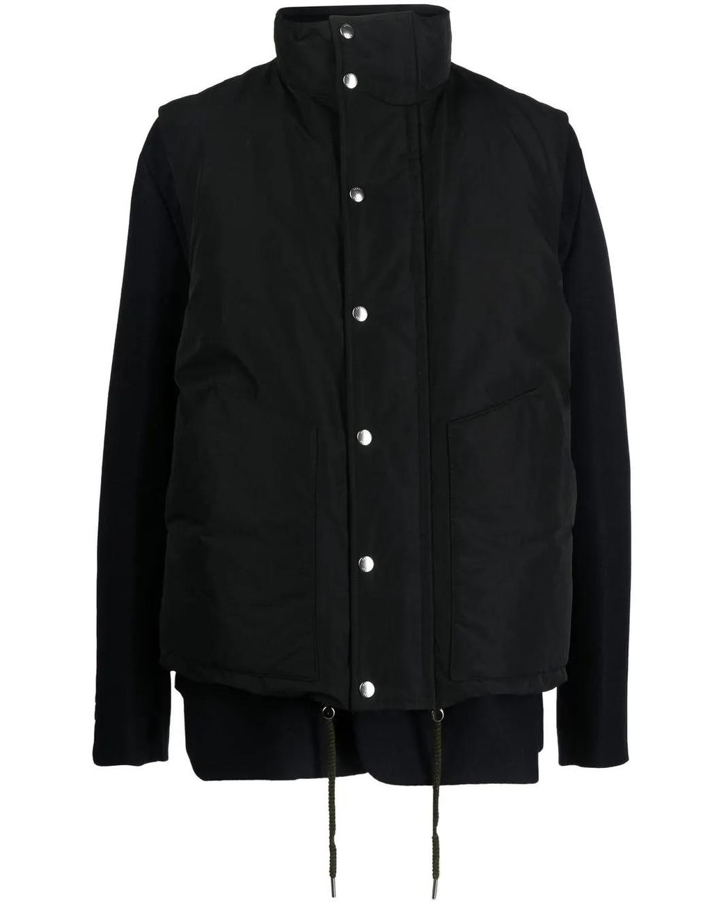 Sacai Black Double-Layer Gilet Wool Jacket for men