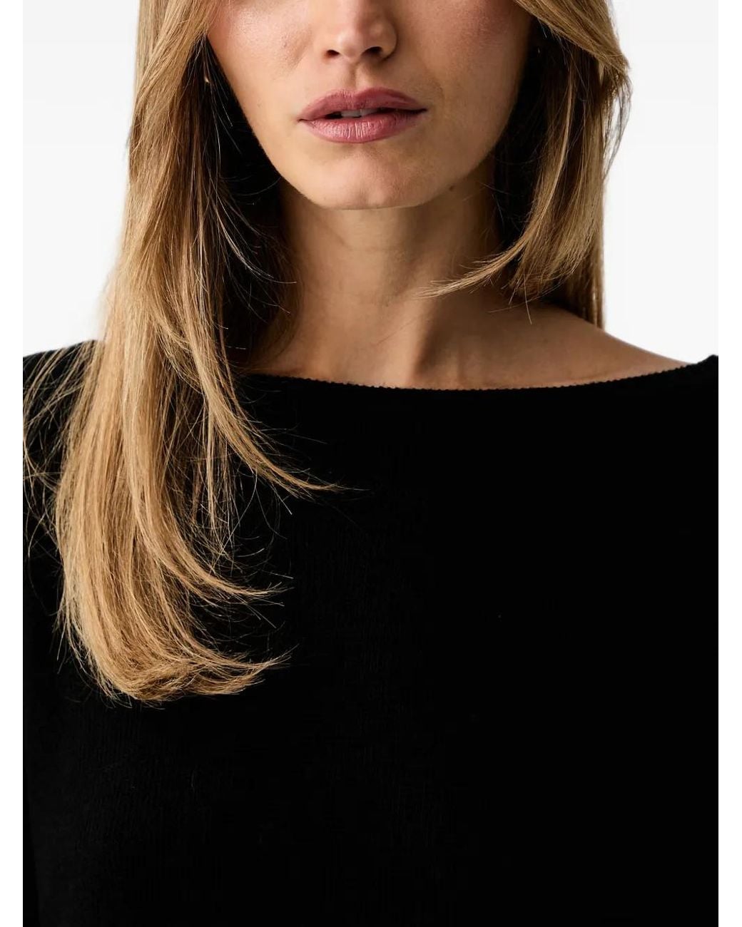ViCOLO Black Boat-Neck Sweater
