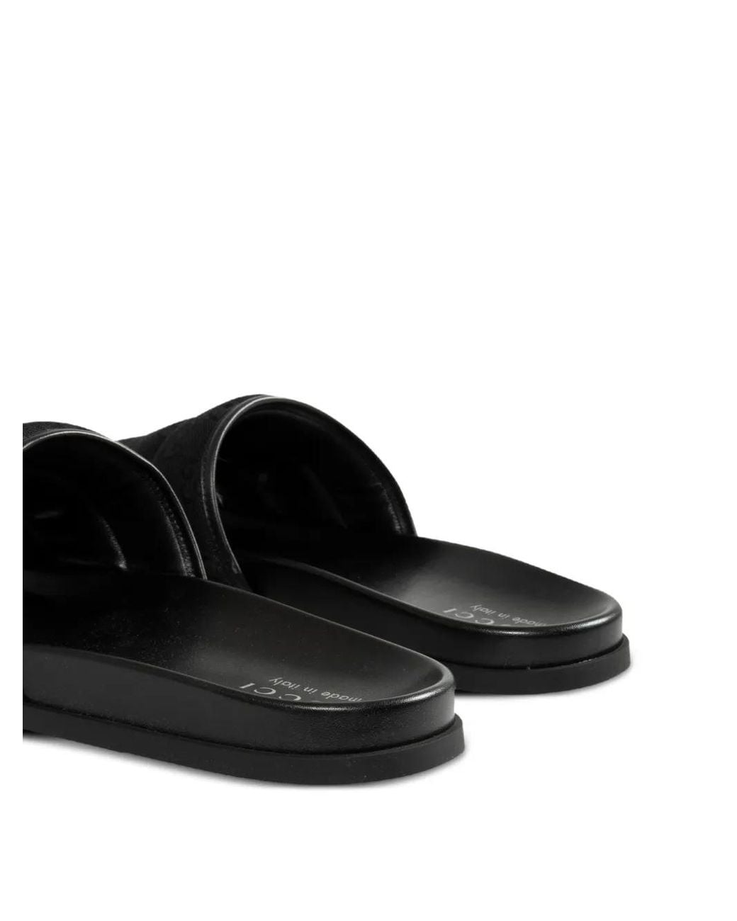 Gucci Black Gg-Patterned Padded Slide Sandals for men