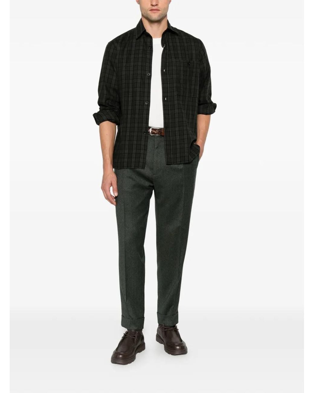 Berwich Black Chiaia Pleated Turn-Up Trousers for men