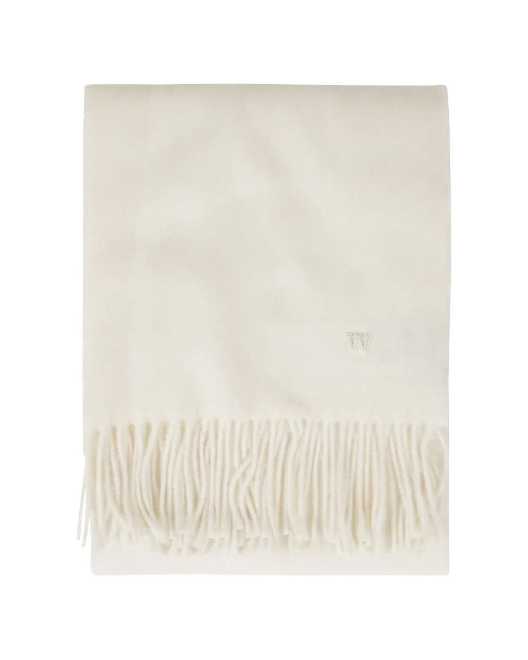 Weekend by Maxmara Natural Logo-Embroidered Fringed-Hem Scarf