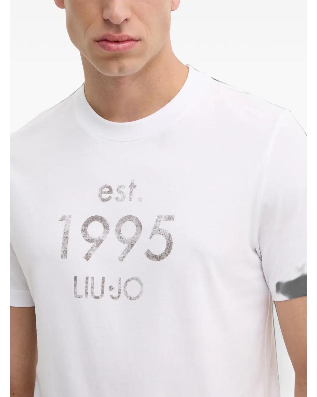 Liu Jo White Logo-Print Crew-Neck T-Shirt for men
