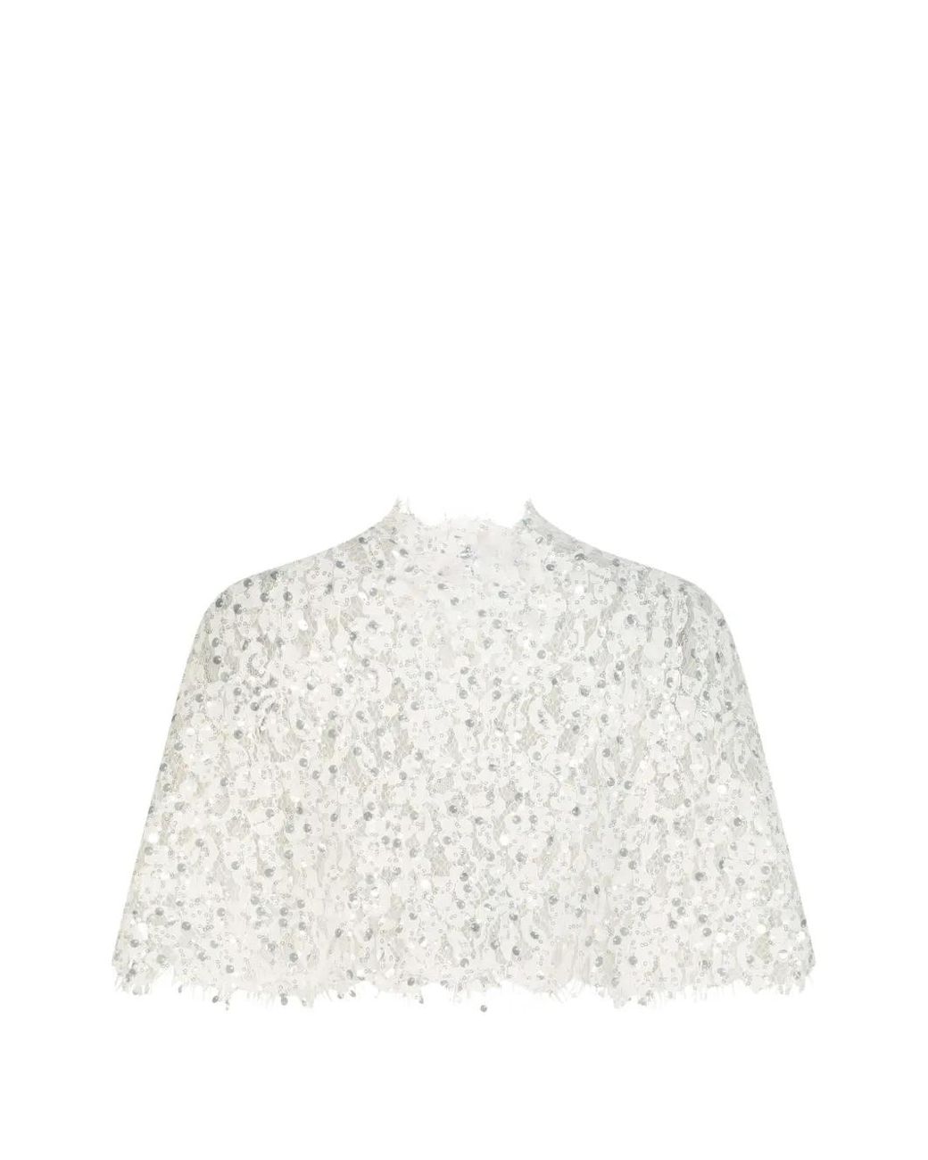Adamaris White Sequin-Embroidered Lace Jacket