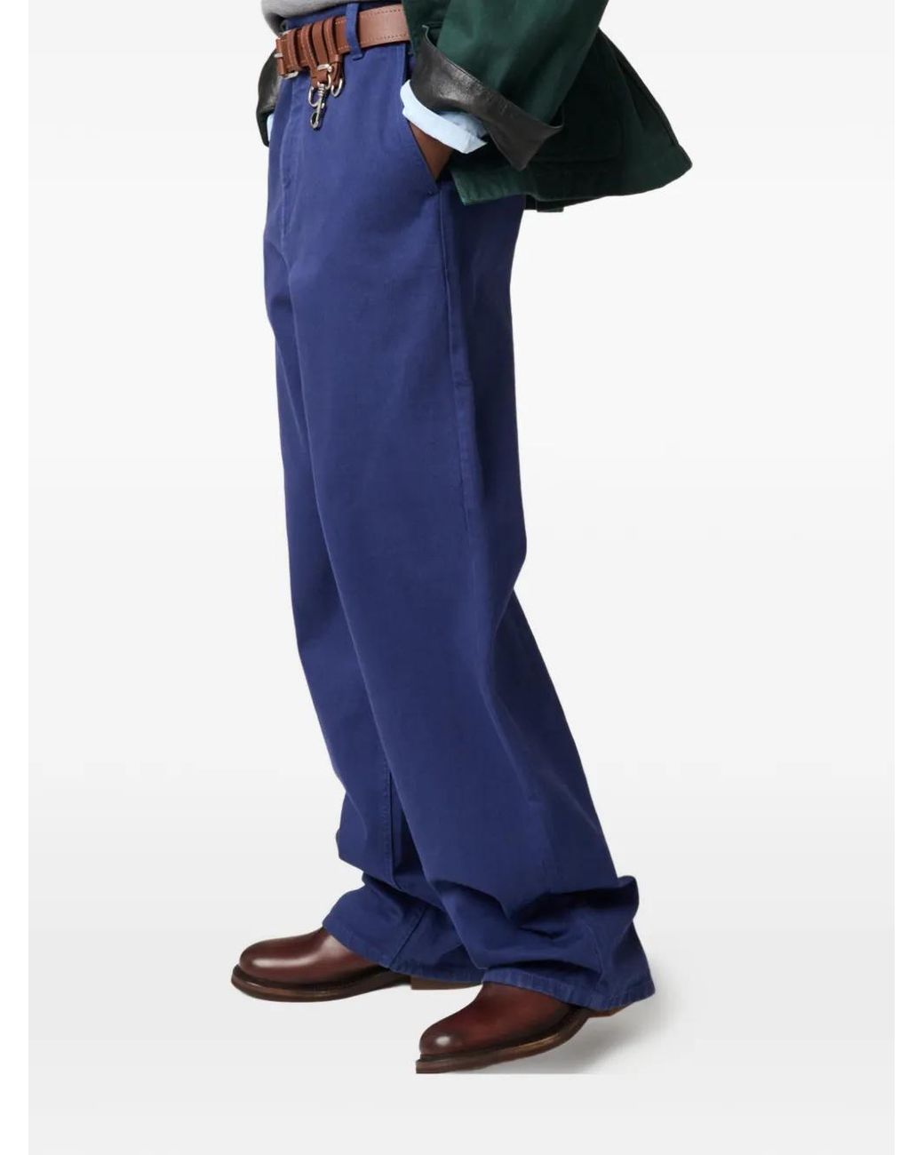 Miu Miu Blue Garment-Dyed Gabardine Pants