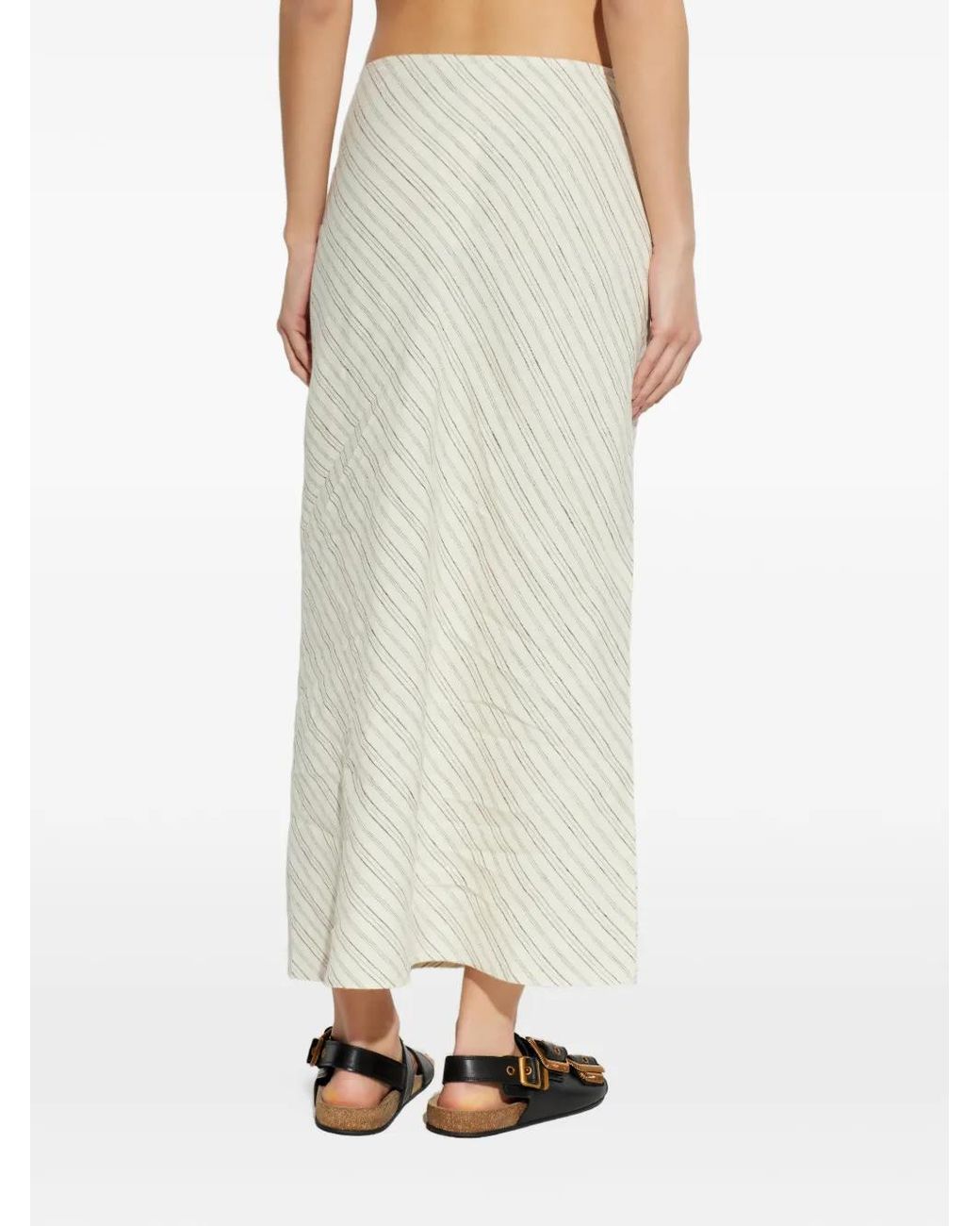 Samsøe & Samsøe White Saagneta Striped Maxi Skirt