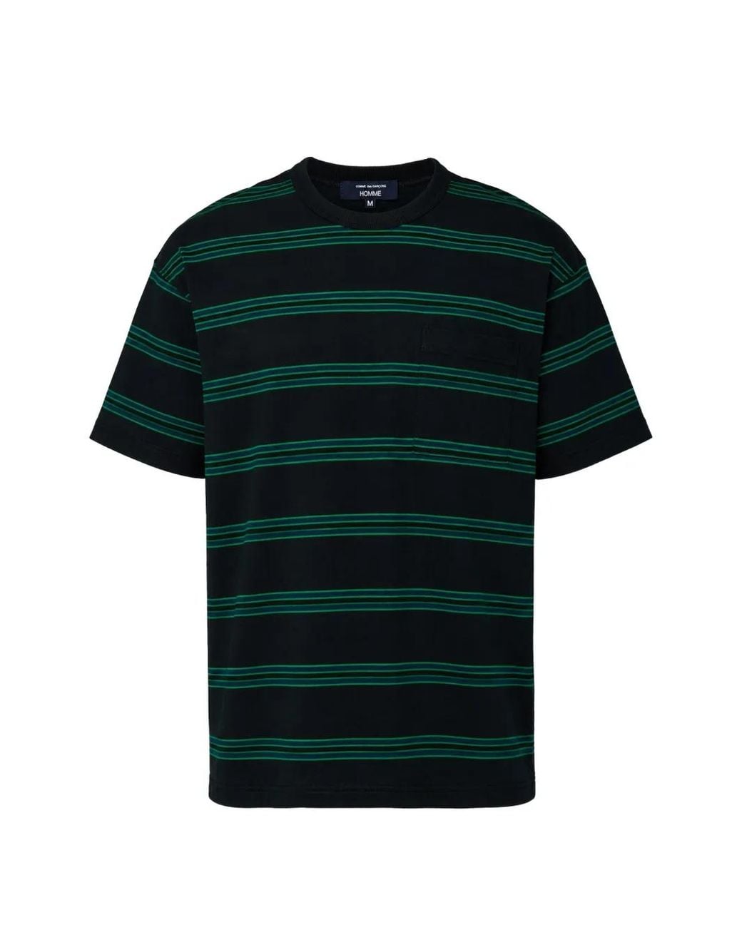 Comme des Garçons Green Striped-Print Chest-Pocket T-Shirt for men