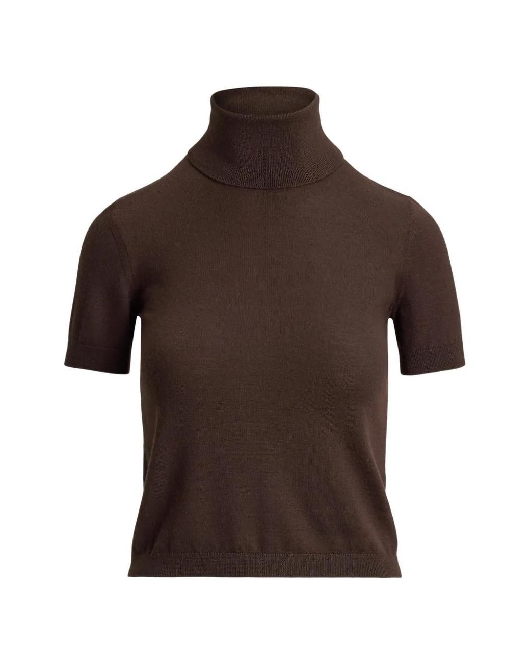 Ralph Lauren Brown Short-Sleeve Cashmere Sweater