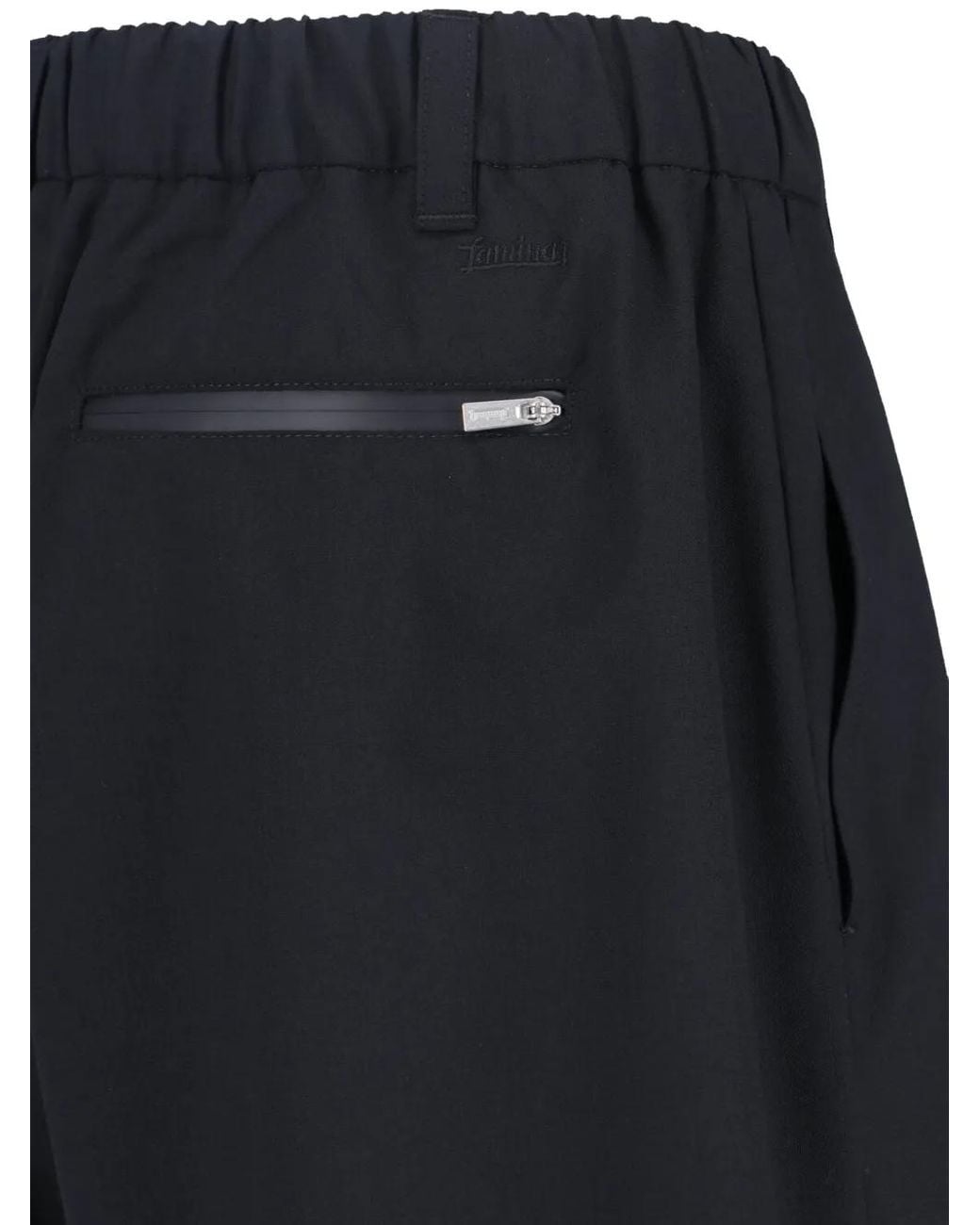 Laminar Black Elasticated Wool Blend Shorts for men