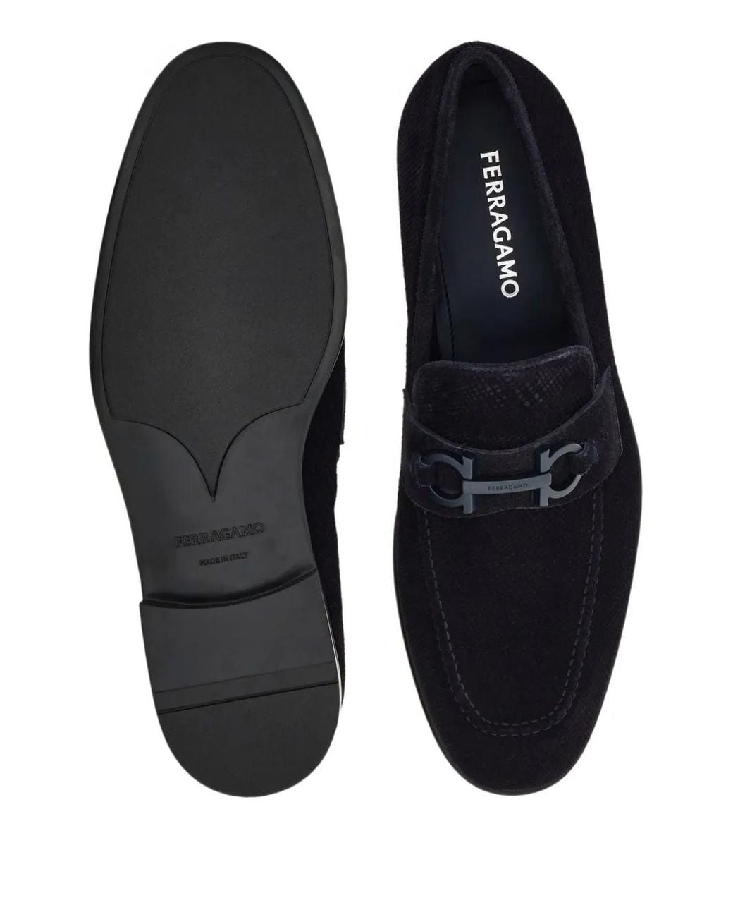 Ferragamo Blue Moccasins With Gancini Ornament for men