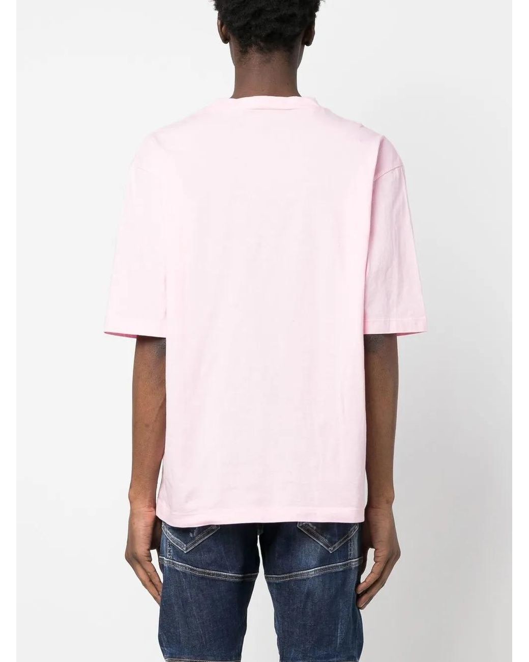 DSquared² Pink Logo-Print Cotton T-Shirt for men