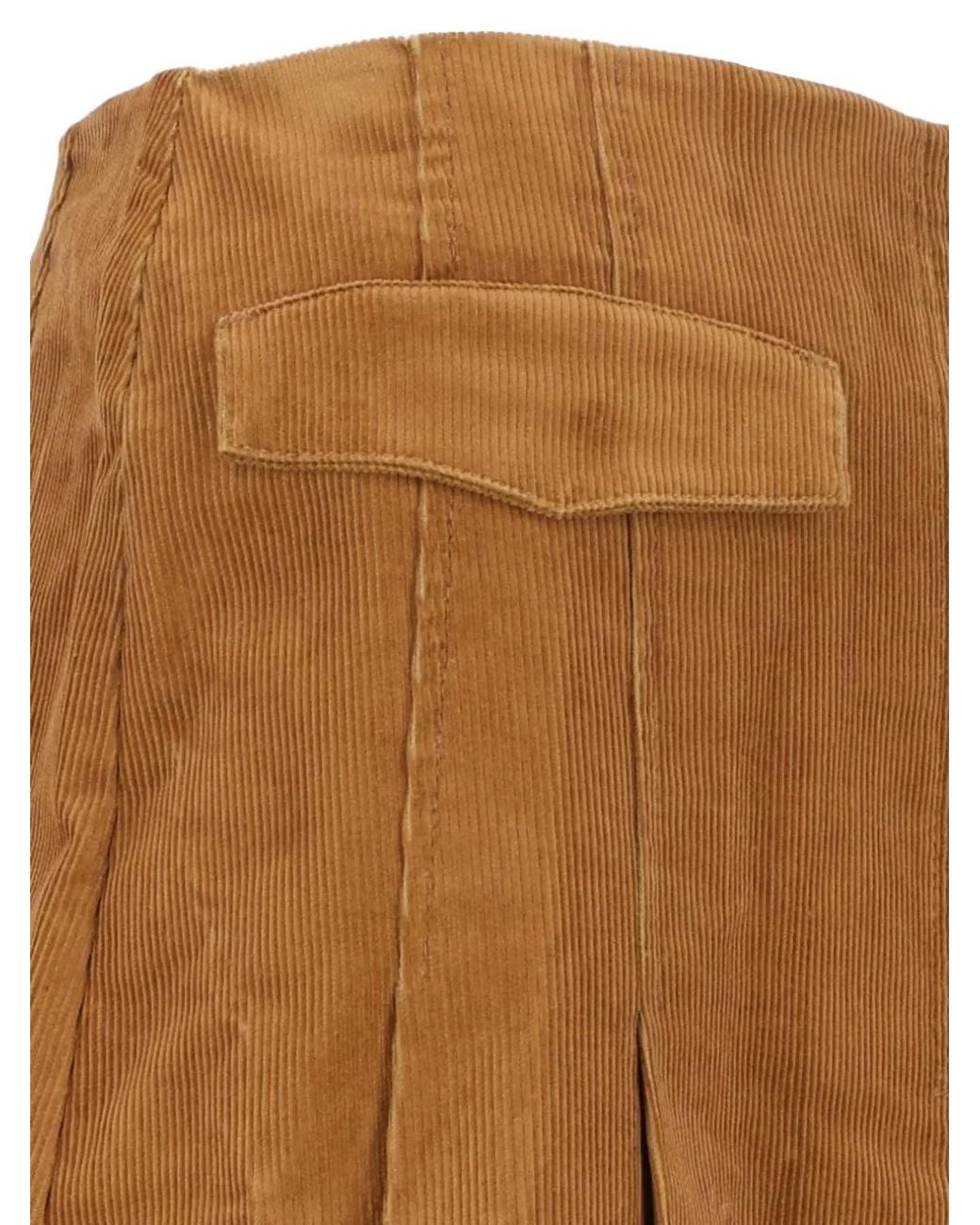 Tory Burch Brown Corduroy Pleated Skirt