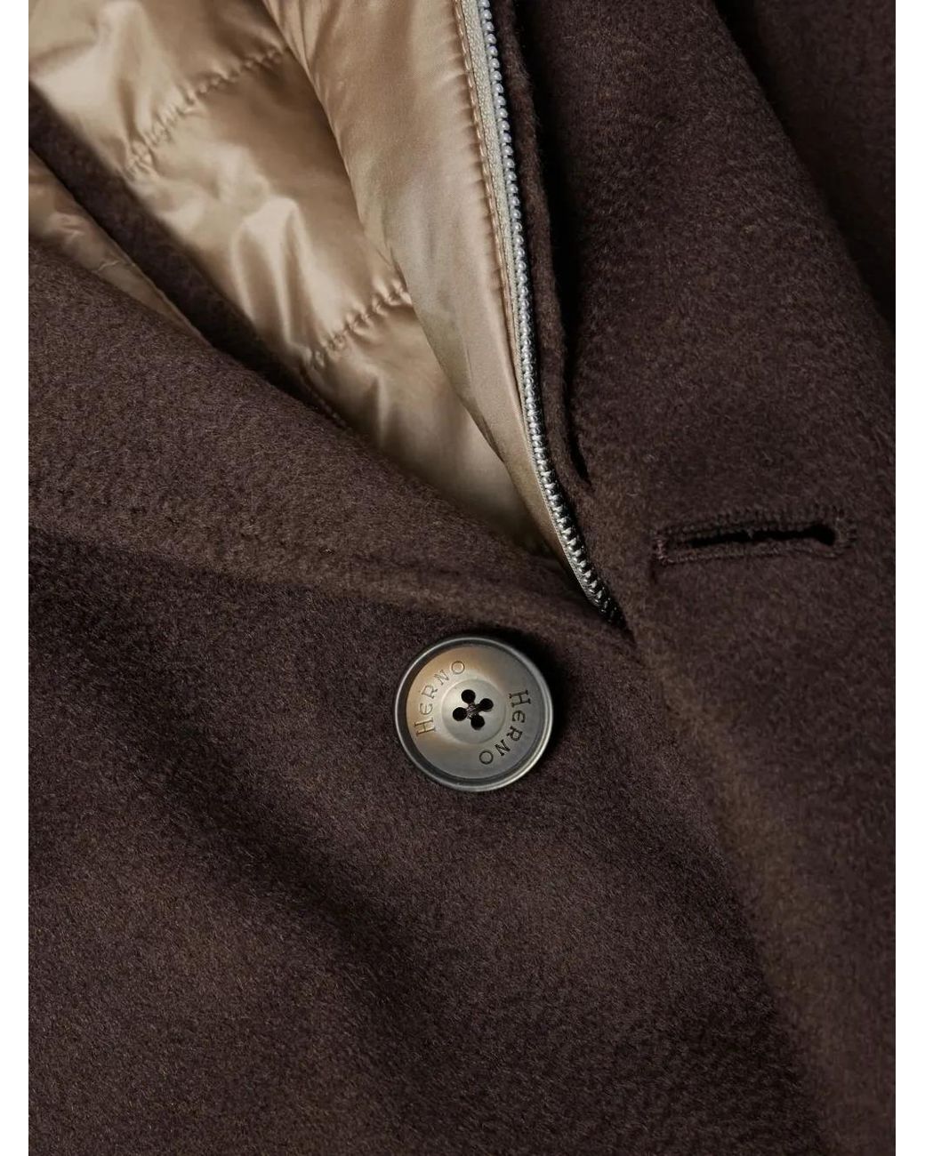 Herno Brown Button Single-Breasted Coat for men