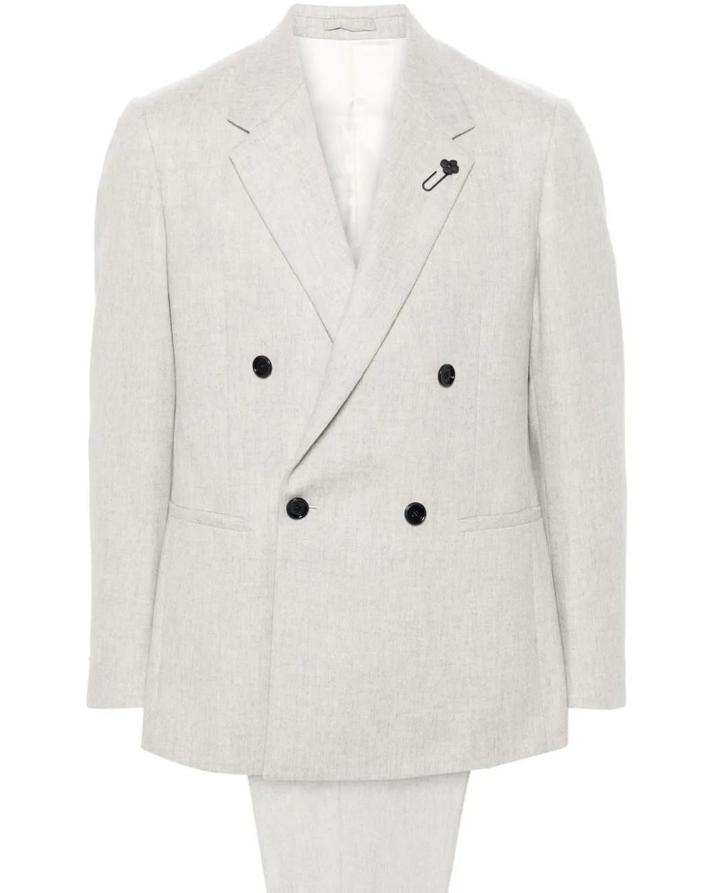 Lardini White Logo-Brooch Suit for men