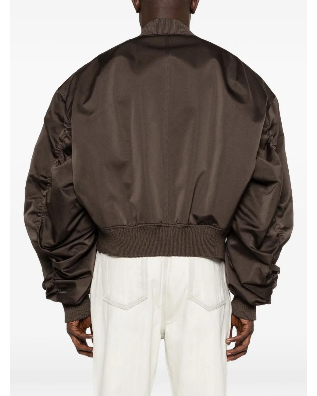 Rick Owens Brown Ruched Flight Bomber Jacket for men