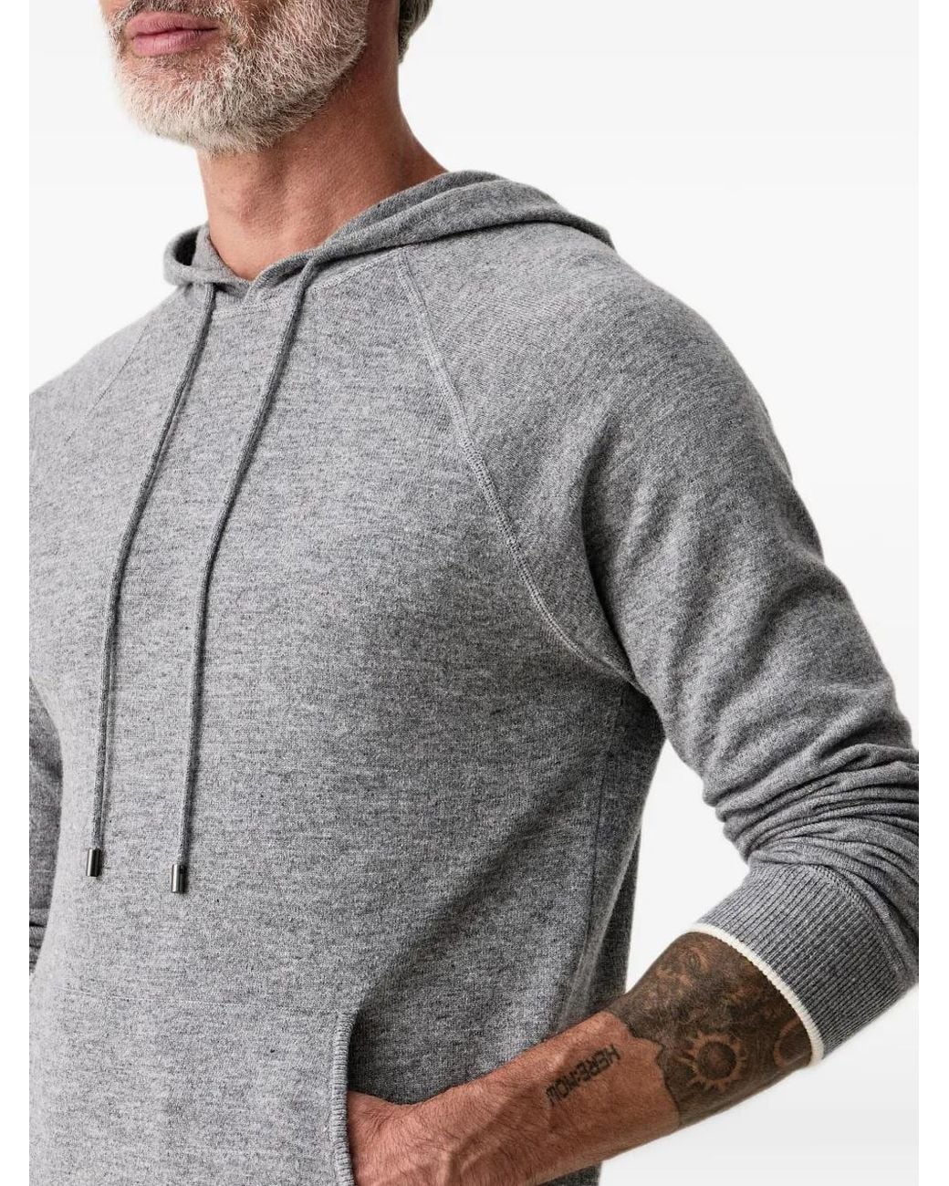Mc2 Saint Barth Gray Raglan-Sleeve Drawstring Hoodie for men