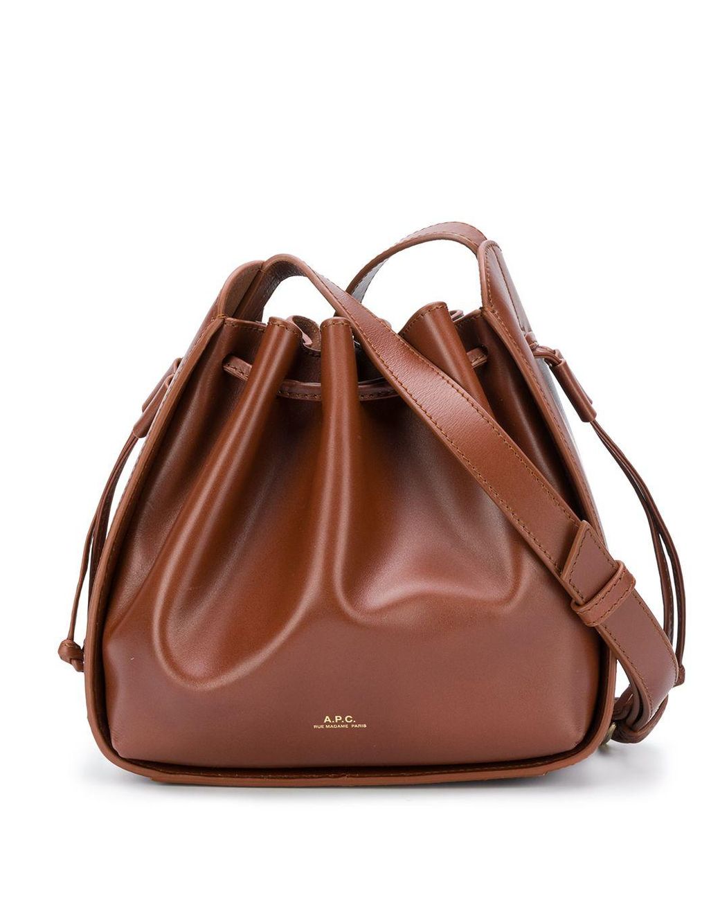 A.P.C. Courtney Small Leather Bucket Bag in Brown Lyst