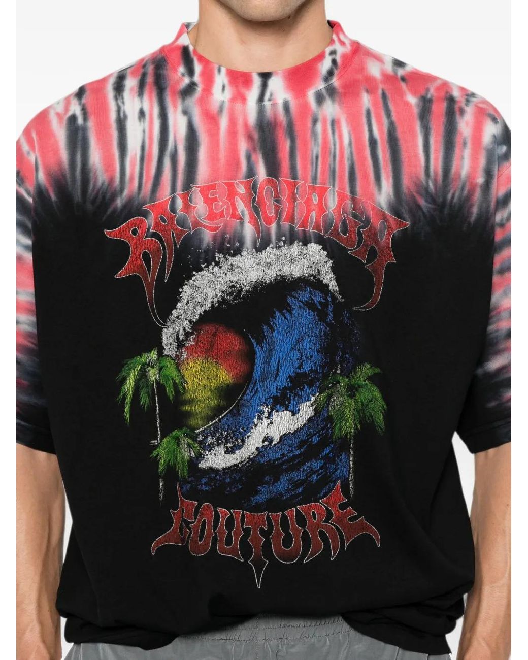Balenciaga Black T-Shirt Tie-Dye À Imprimé Graphique for men