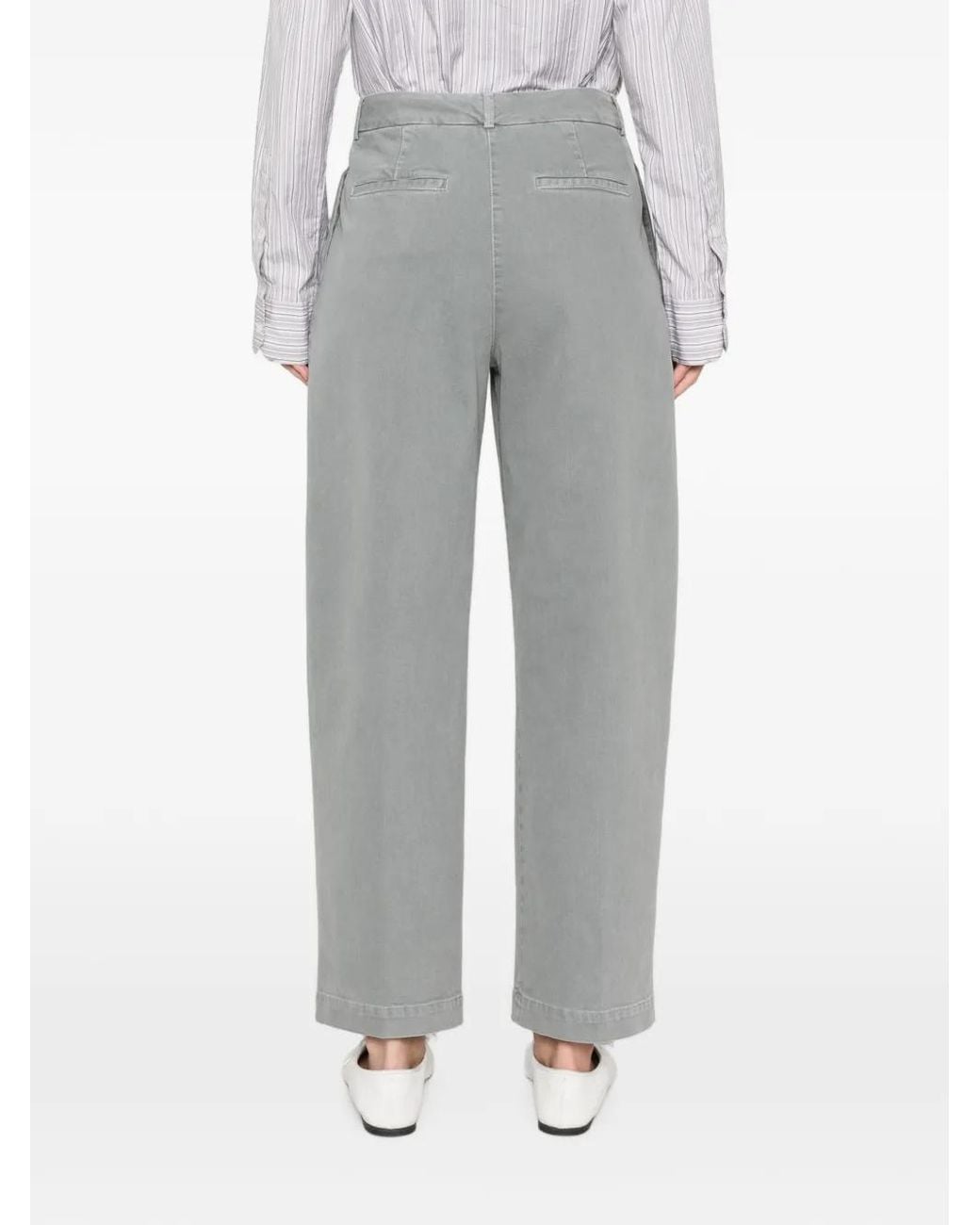 Peserico Gray Pleated Straight-Leg Jeans