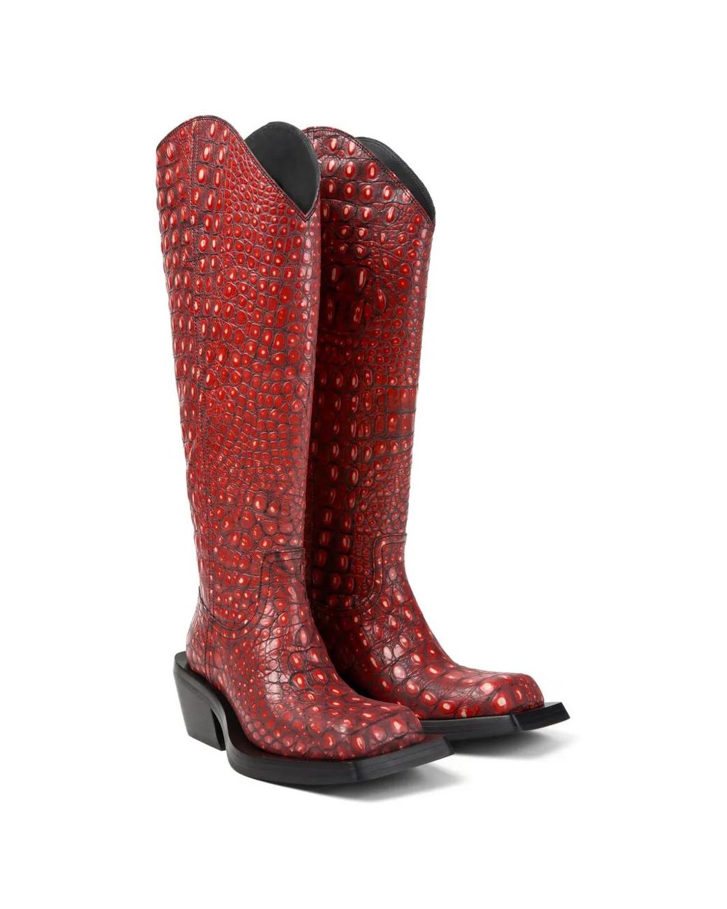 CAMPERLAB Red Quetal Embossed Square Toe Boots