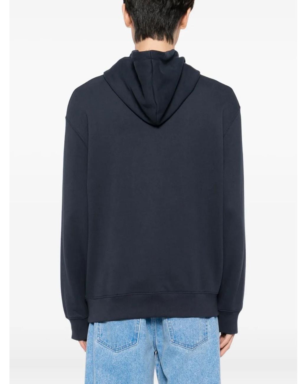Maison Kitsuné Blue Embroidered-Logo Patch Hoodies for men