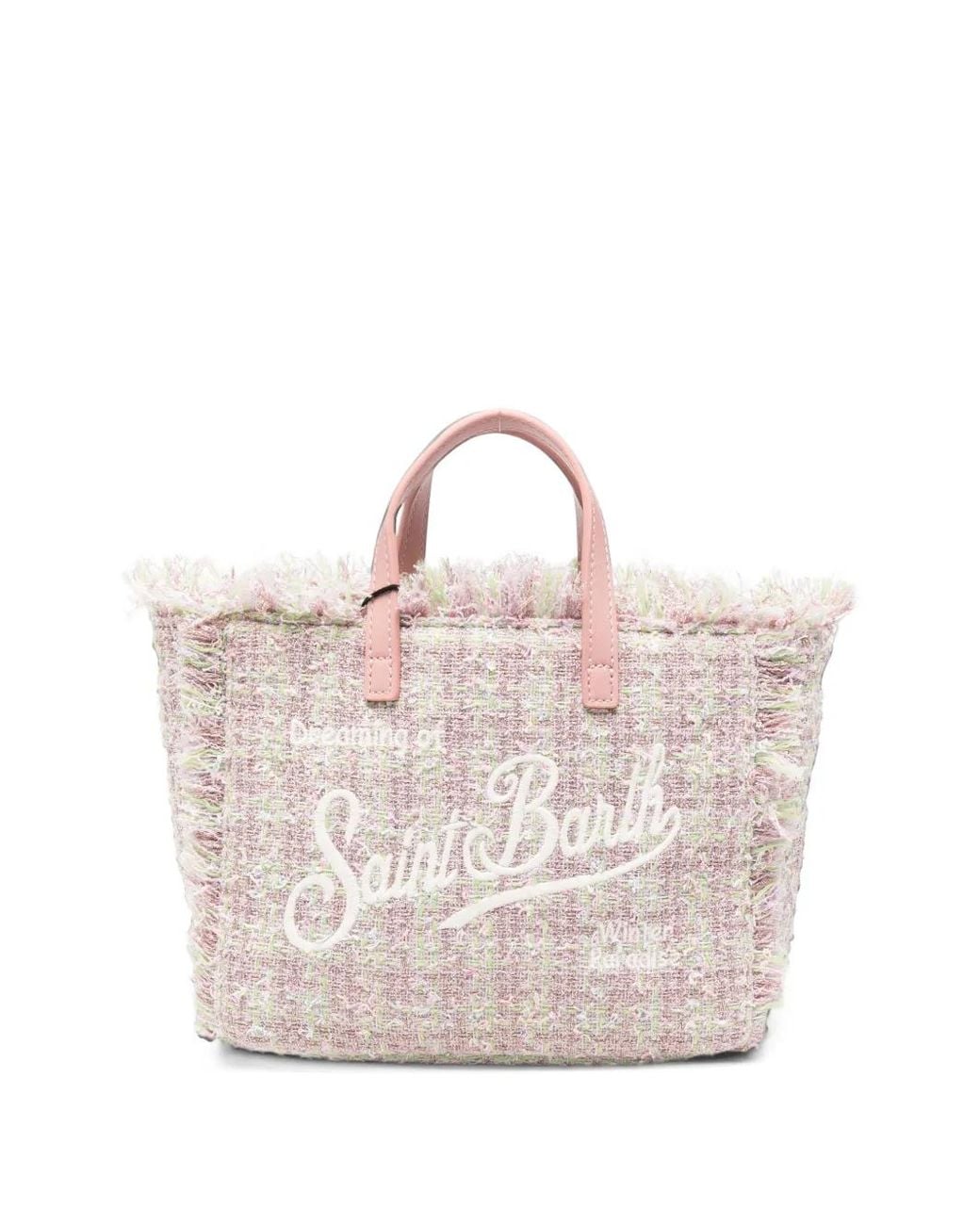 Mc2 Saint Barth Pink Mini Vanity Frayed-Tweed Shoulder Bag