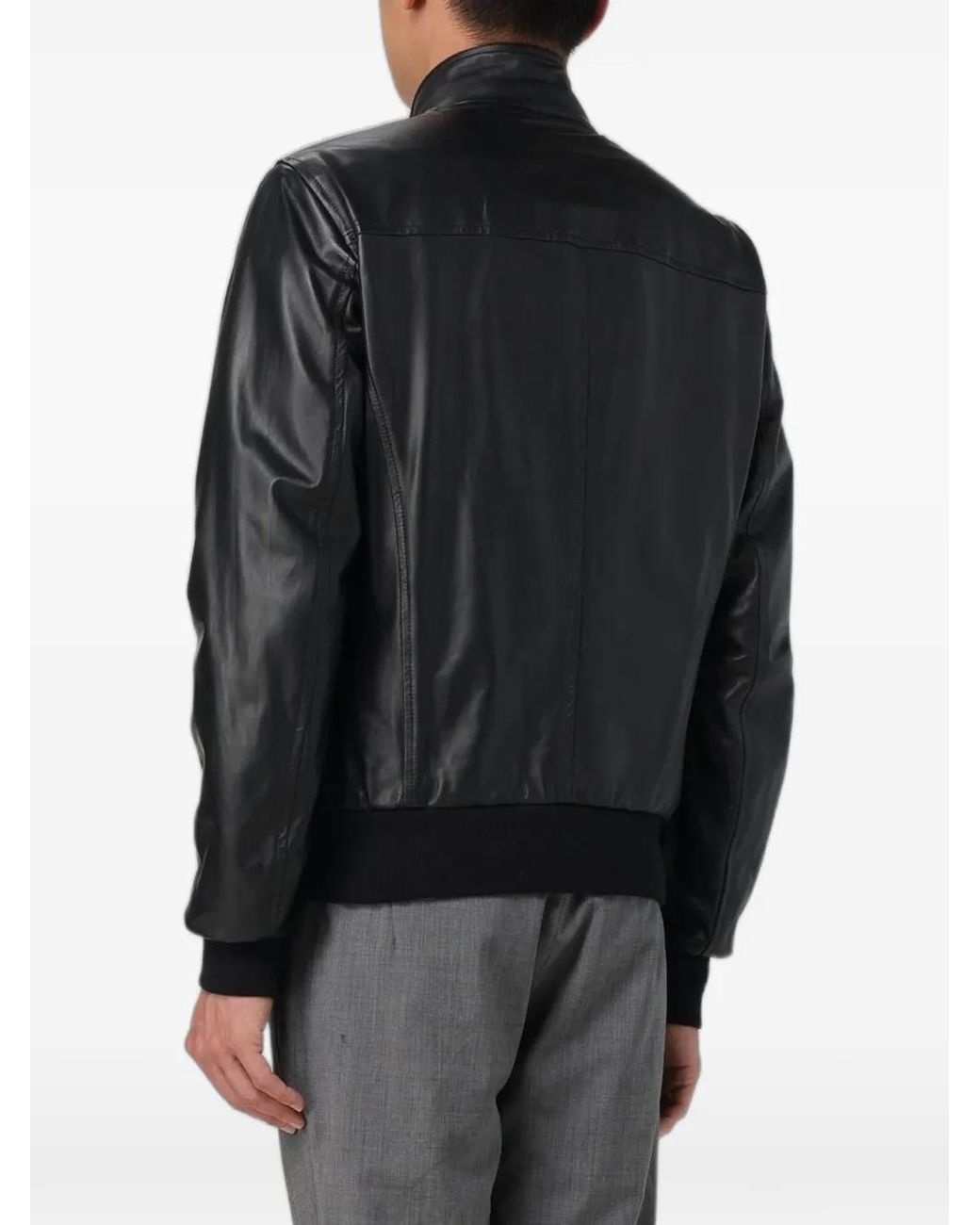 XC Black Zip-Up Leather Jacket for men