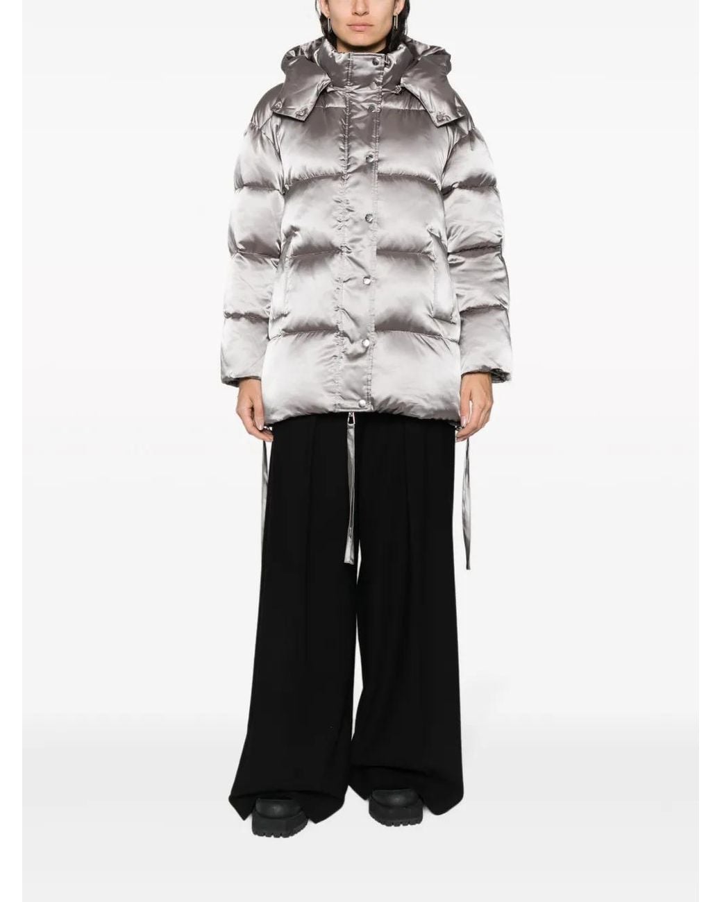 P.A.R.O.S.H. Gray P.A.R.O..H. Satin-Finish Padded Coat