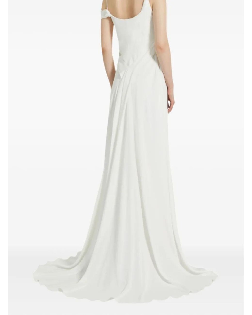 Max Mara White Ghiglia Draped Maxi Dress